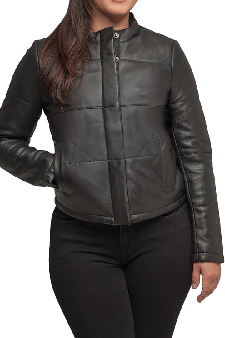 Melysa Leather Jacket Women's Fashion Leather Jacket FMCo Black XS