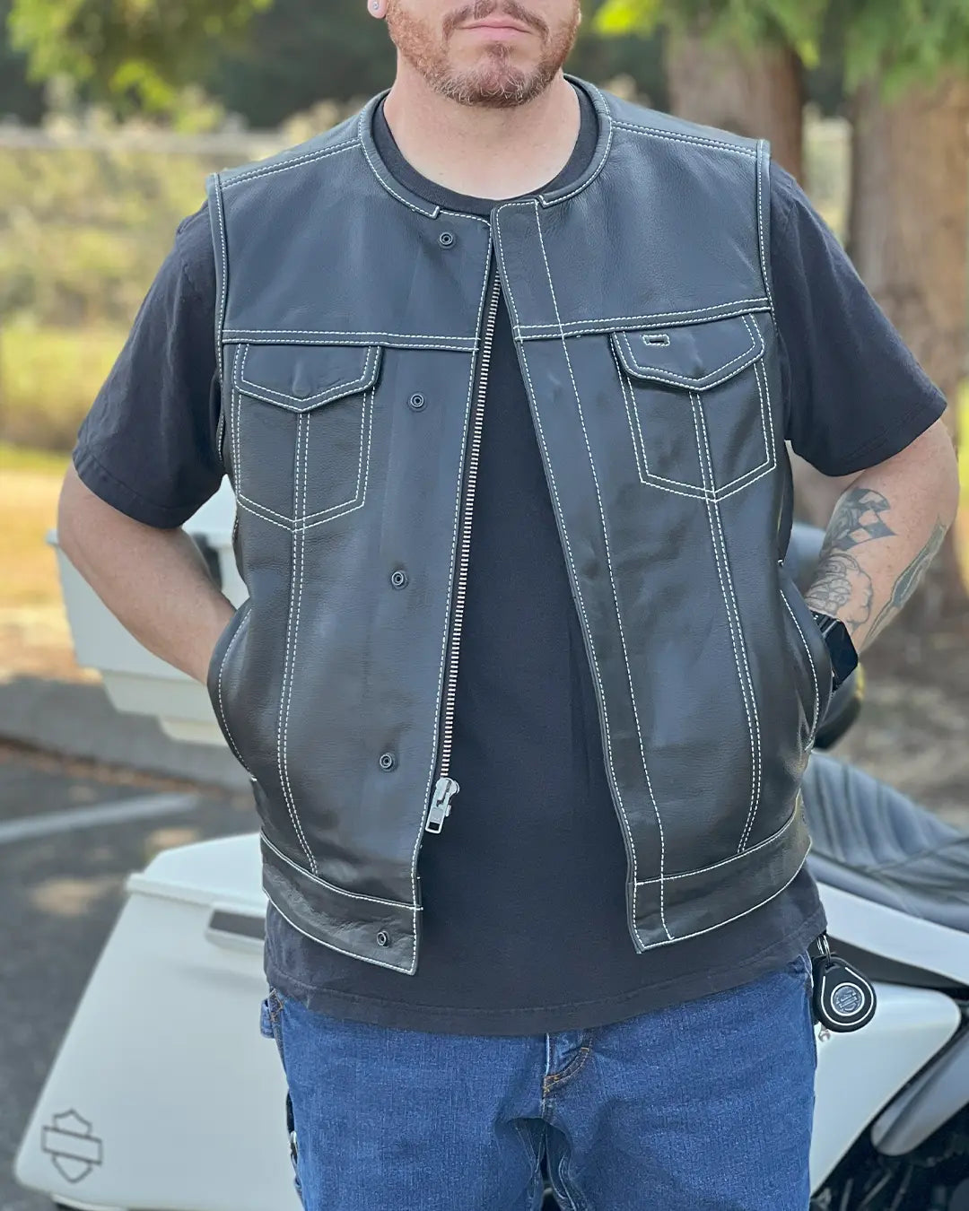 Bandit Men's Leather Motorcycle Vest Men's Leather Vest Vests