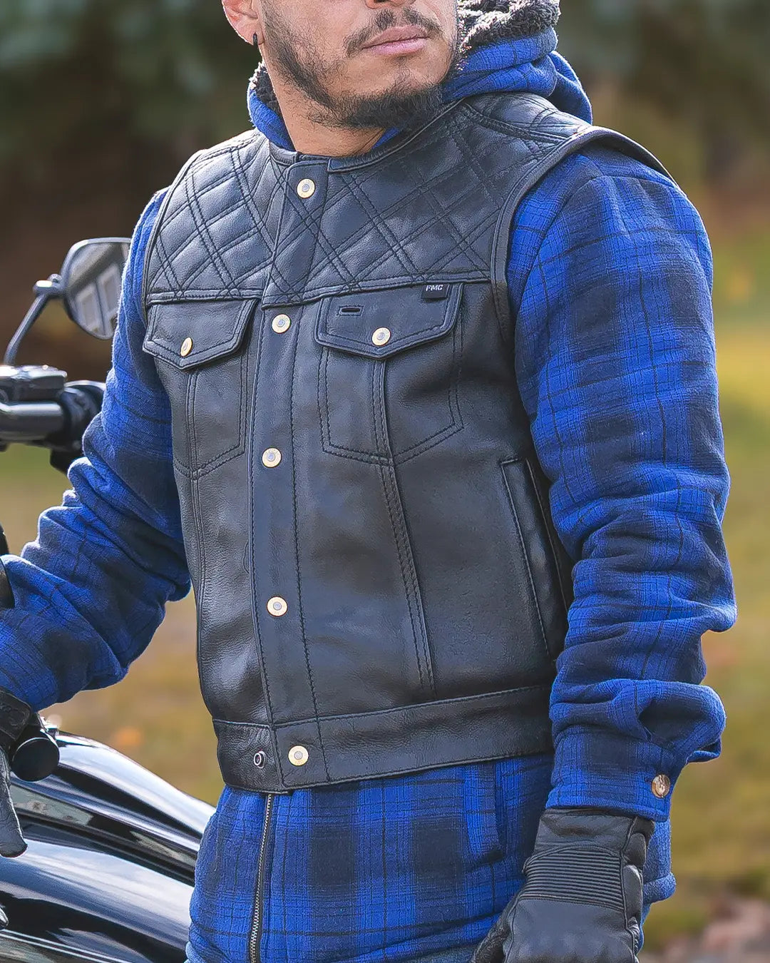 Shell Shock Men's Motorcycle Leather Vest (limited edition) Men's Leather Vest Vests