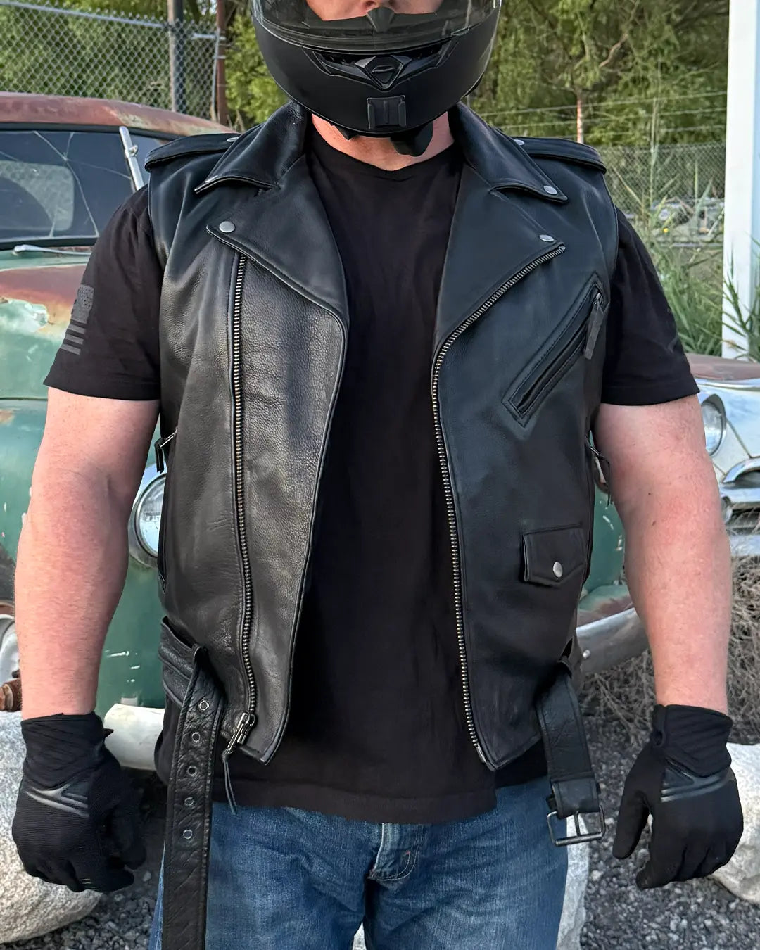 Rockin - Men's Motorcycle Leather Vest Men's Leather Vest Vests