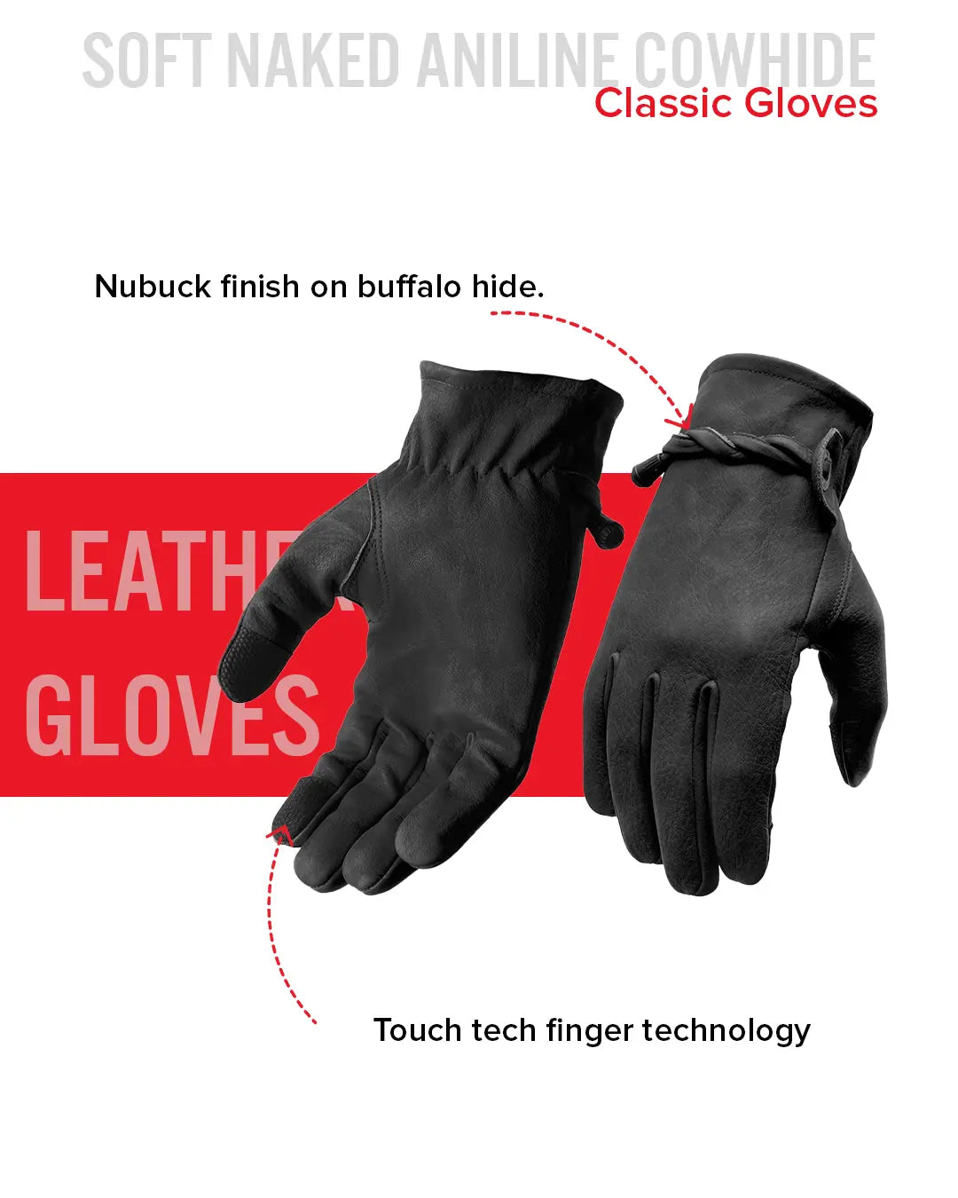 Ranch Men's Motorcycle Leather Gloves Men's Gloves Accessories