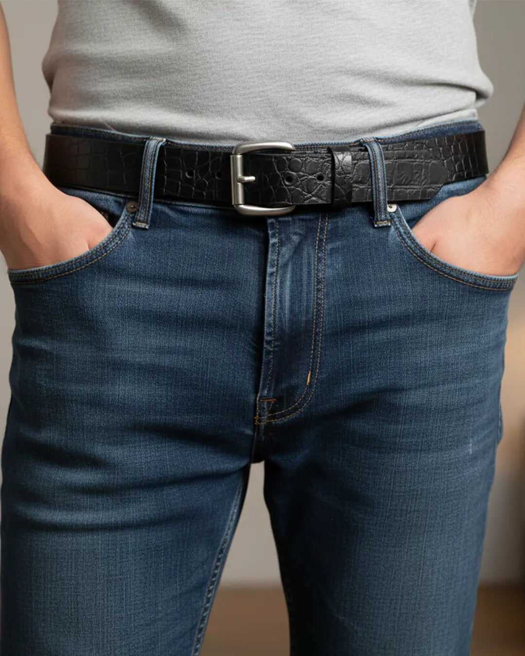 Crocodile Pattern Leather Belt Belt Accessories