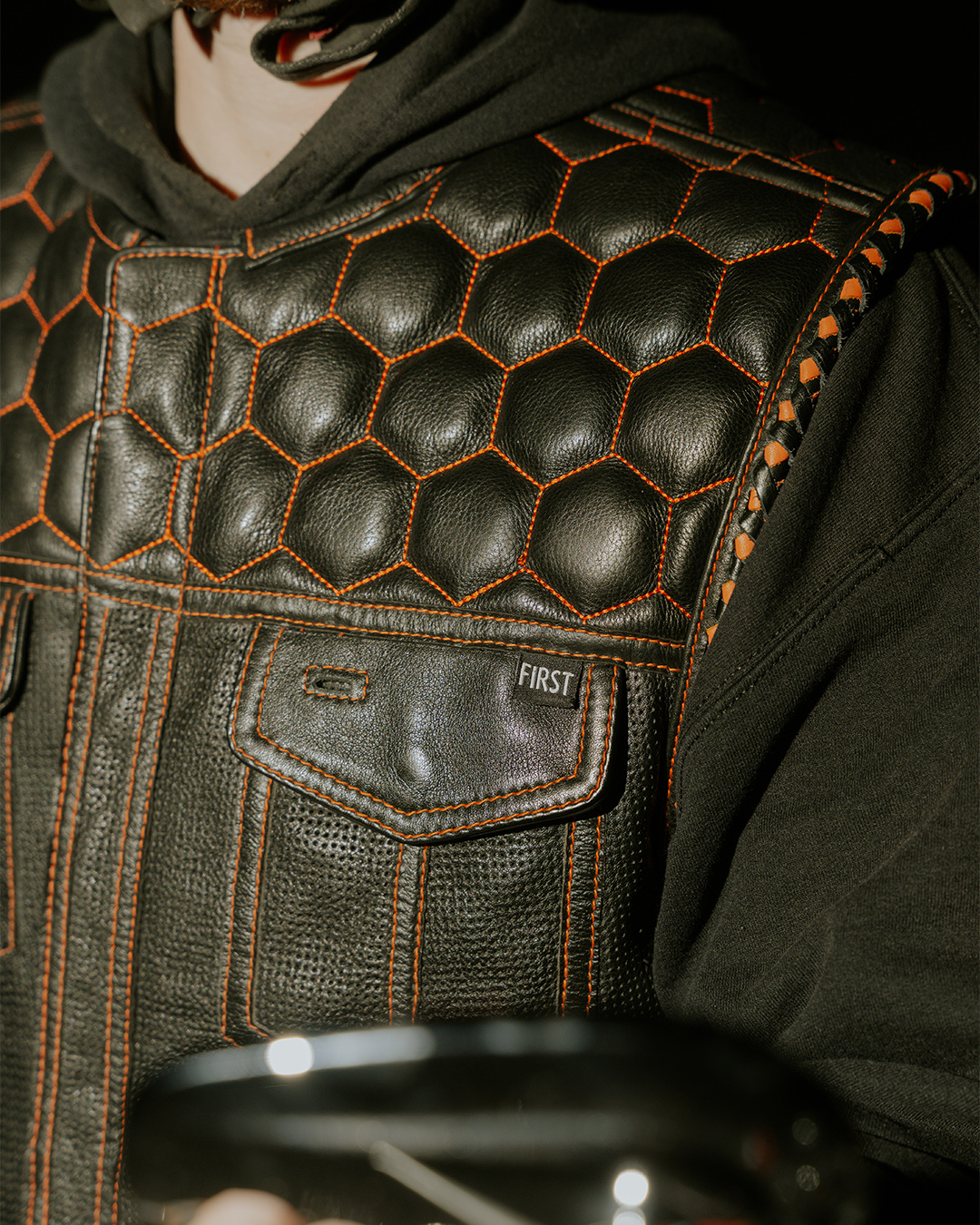 Hornet Perforated Men's Club Style Leather Vest