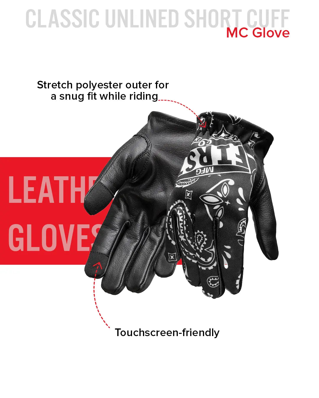 Clutch Men's Motorcycle Leather Gloves Men's Gloves Accessories