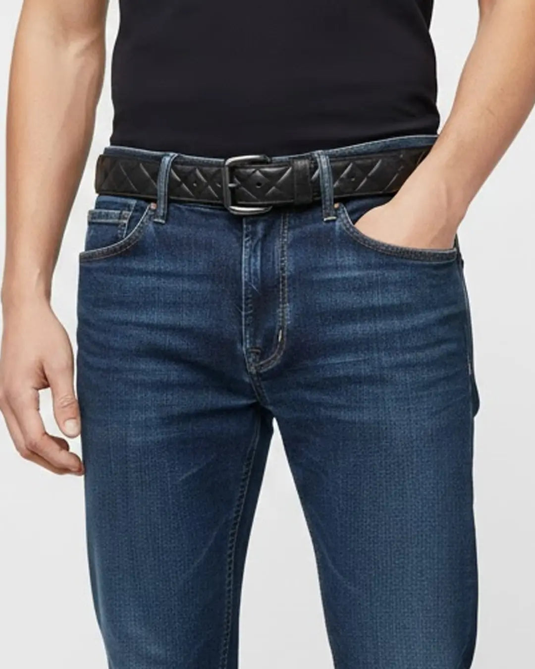 Diamond Quilted Leather Belt Belt Accessories