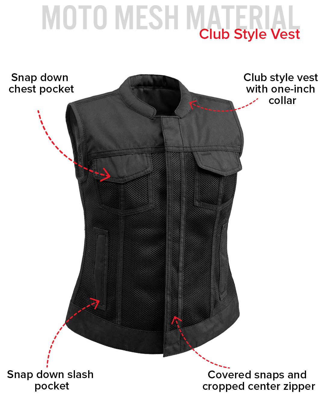 Jessica Moto Mesh Women's Motorcycle Vest Women's Moto Mesh Vest Vests