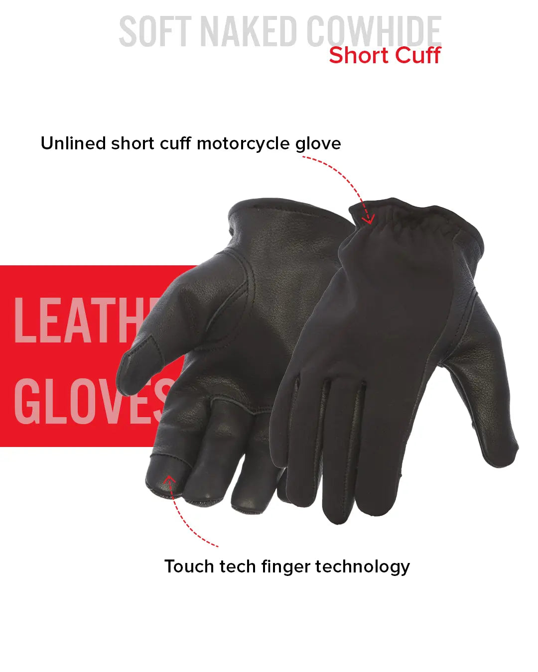2 Tone Roper Men's Motorcycle Leather Gloves Men's Gloves Accessories