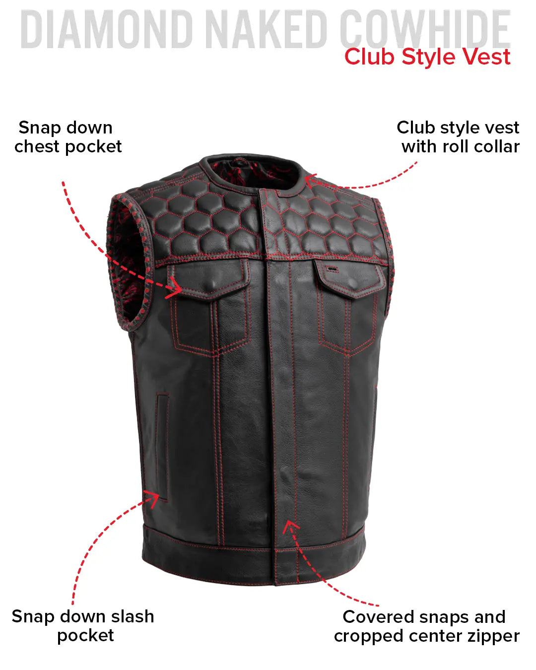 Hornet Men's Club Style Leather Vest