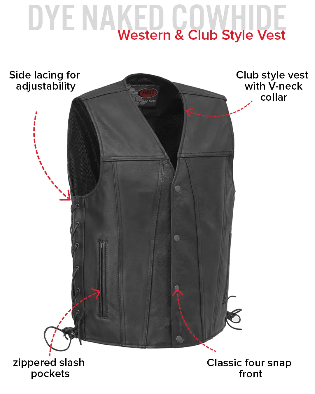 Gambler Men's Motorcycle Leather Vest Men's Leather Vest Vests