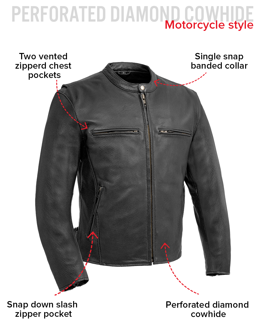 Turbine Men's Motorcycle Perforated Leather Jacket Men's Perforated Leather Jacket Jackets