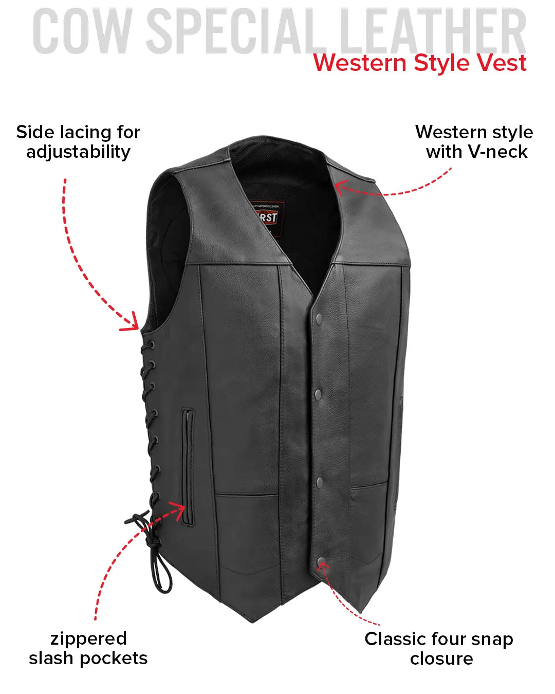 Top Biller Men's Motorcycle Western Style Leather Vest Men's Western Vest Vests