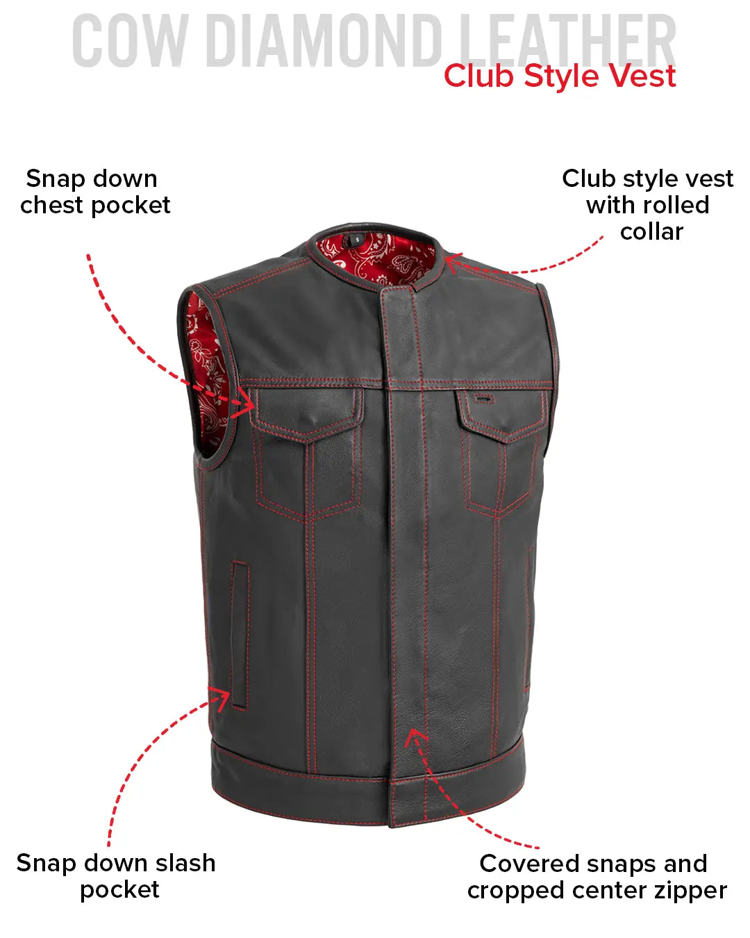 Bandit Men's Leather Motorcycle Vest Men's Leather Vest Vests