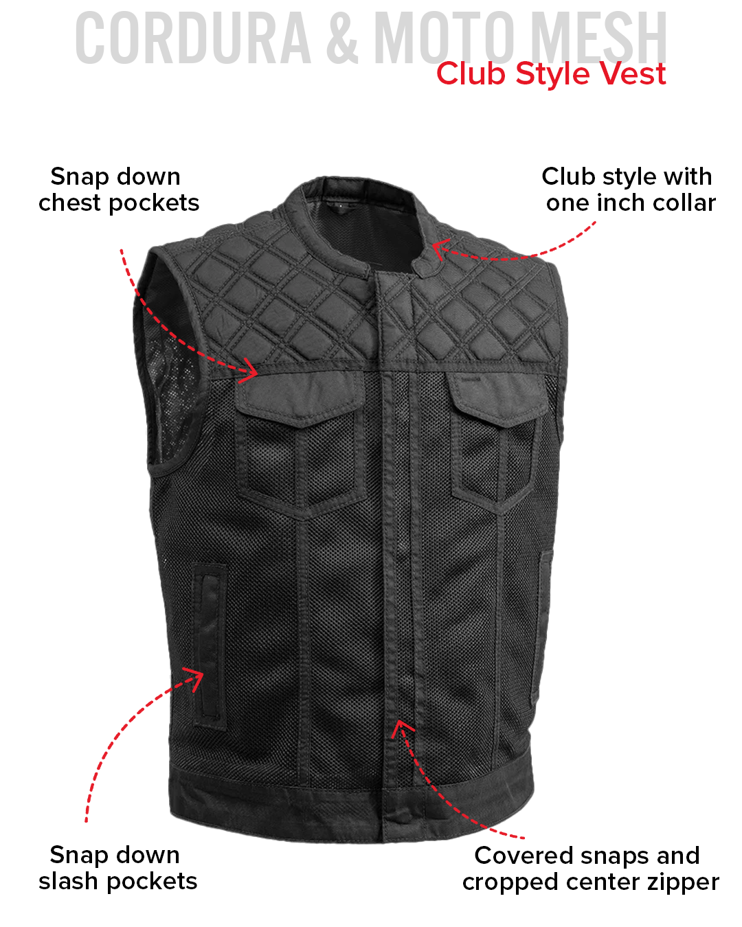 Downside Moto Mesh Men's Motorcycle Vest Men's Moto Mesh Vest Vests