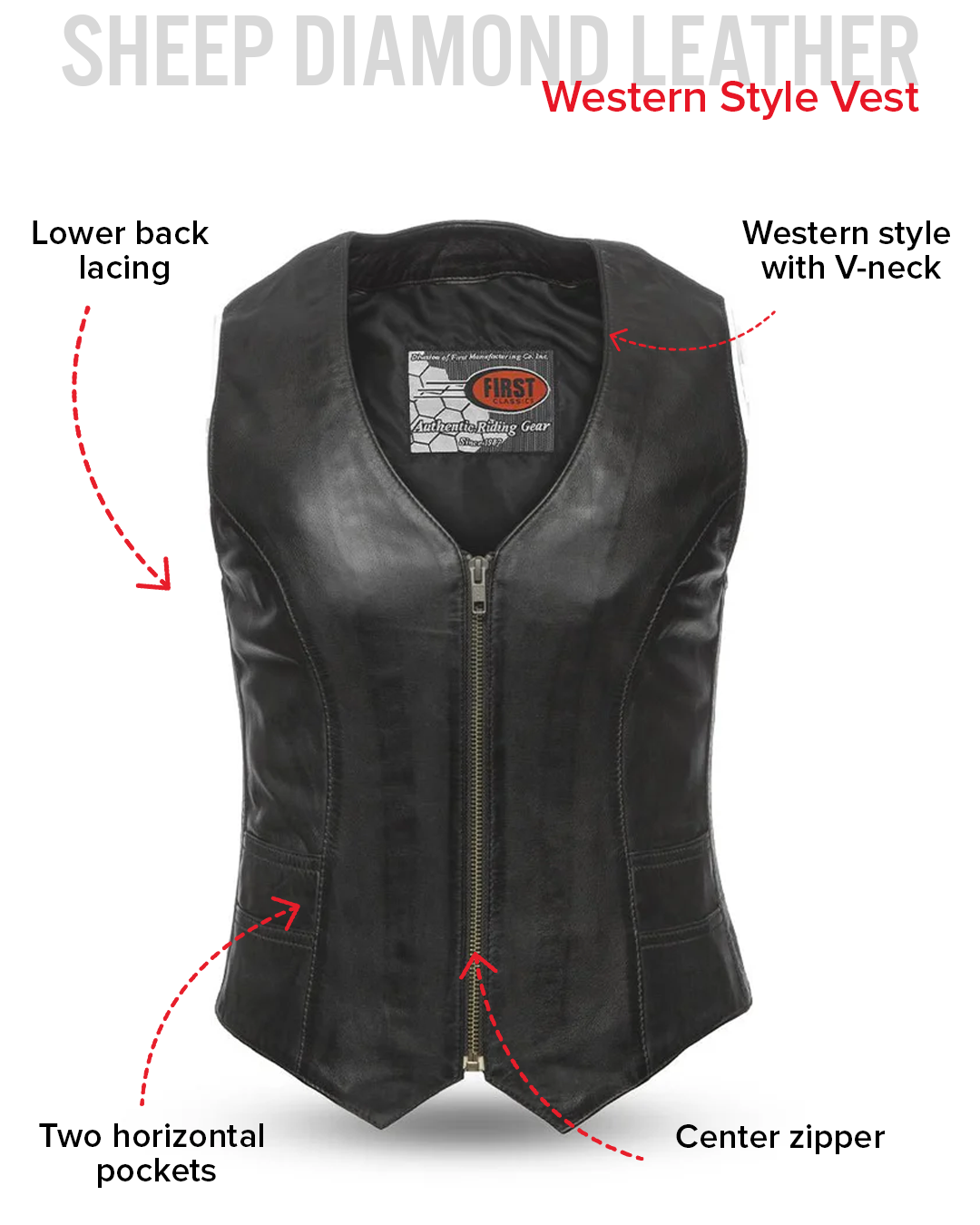 Savannah Women's Western Style Motorcycle Leather Vest Women's Leather Vest Vests