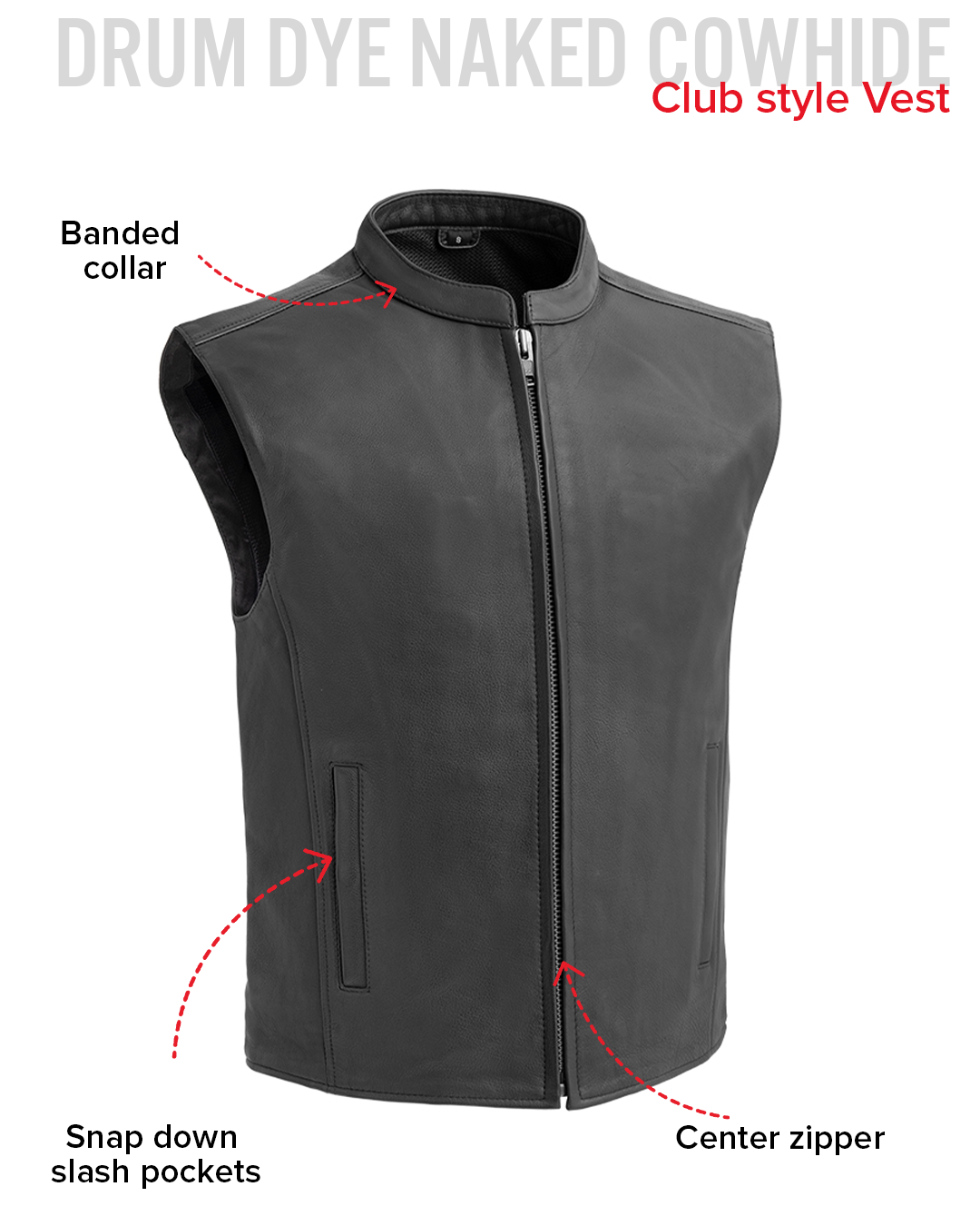 Club House Men's Leather Motorcycle Vest Men's Leather Vest Vests