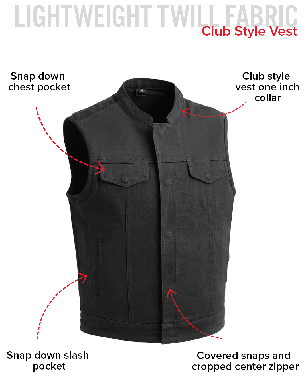 Havoc Men's Motorcycle Twill Vest Men's Twill Vest Vests
