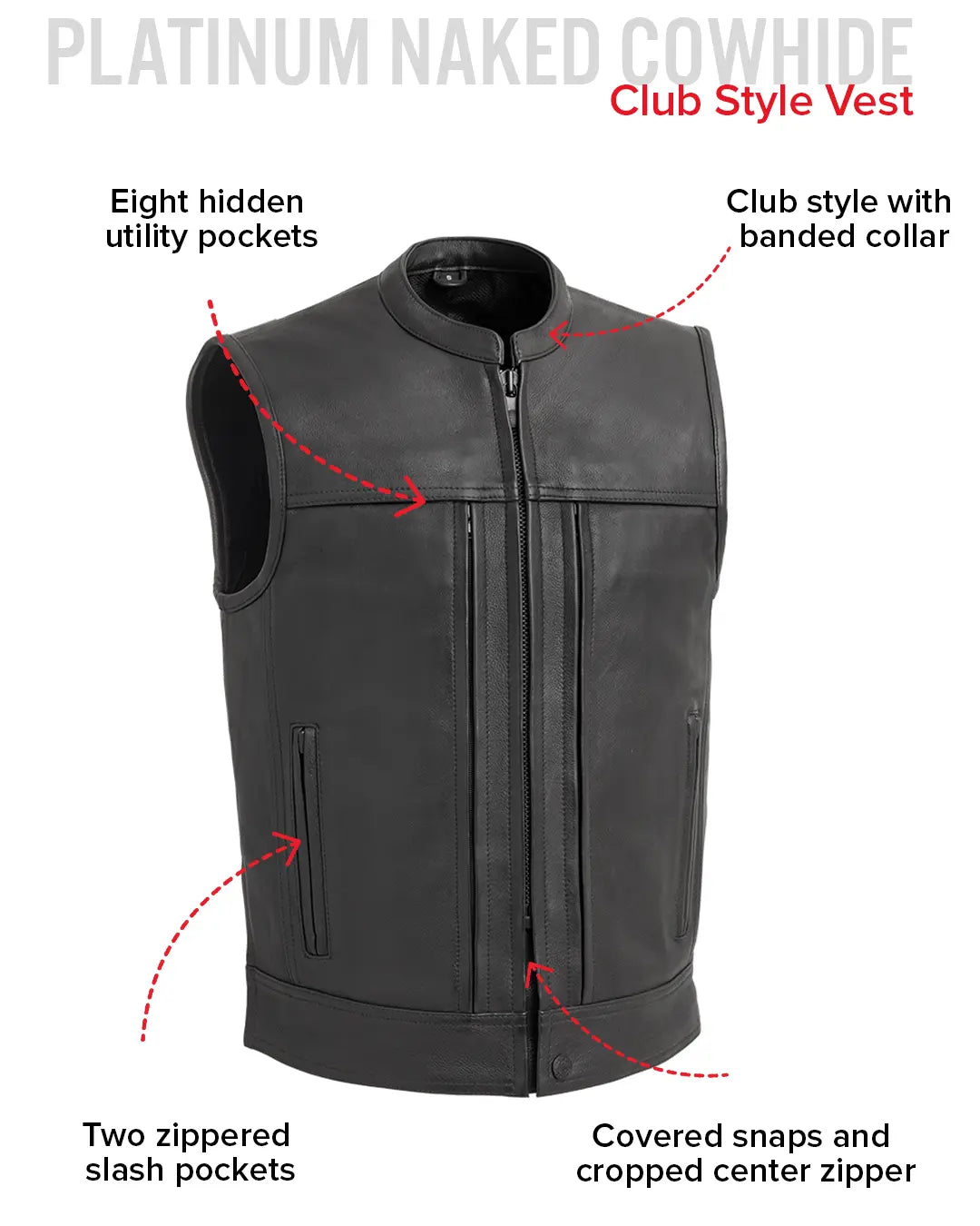 Rampage - Men's Motorcycle Leather Vest Men's Leather Vest Vests