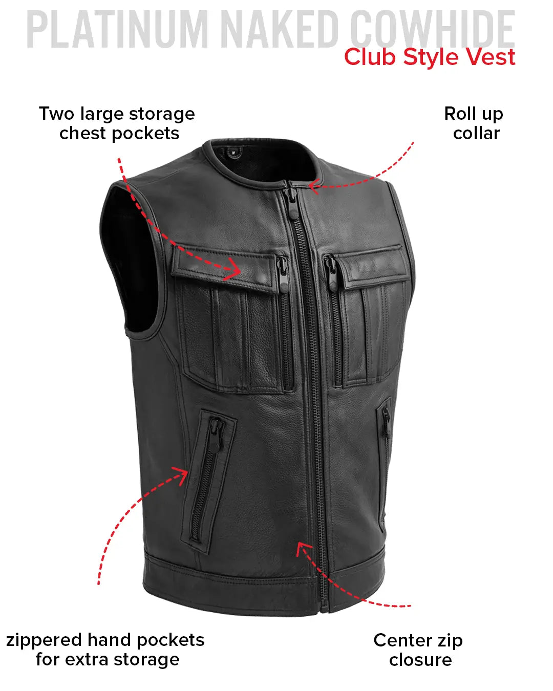 Unbeatable Men's Motorcycle Leather Vest Men's Leather Vest Vests