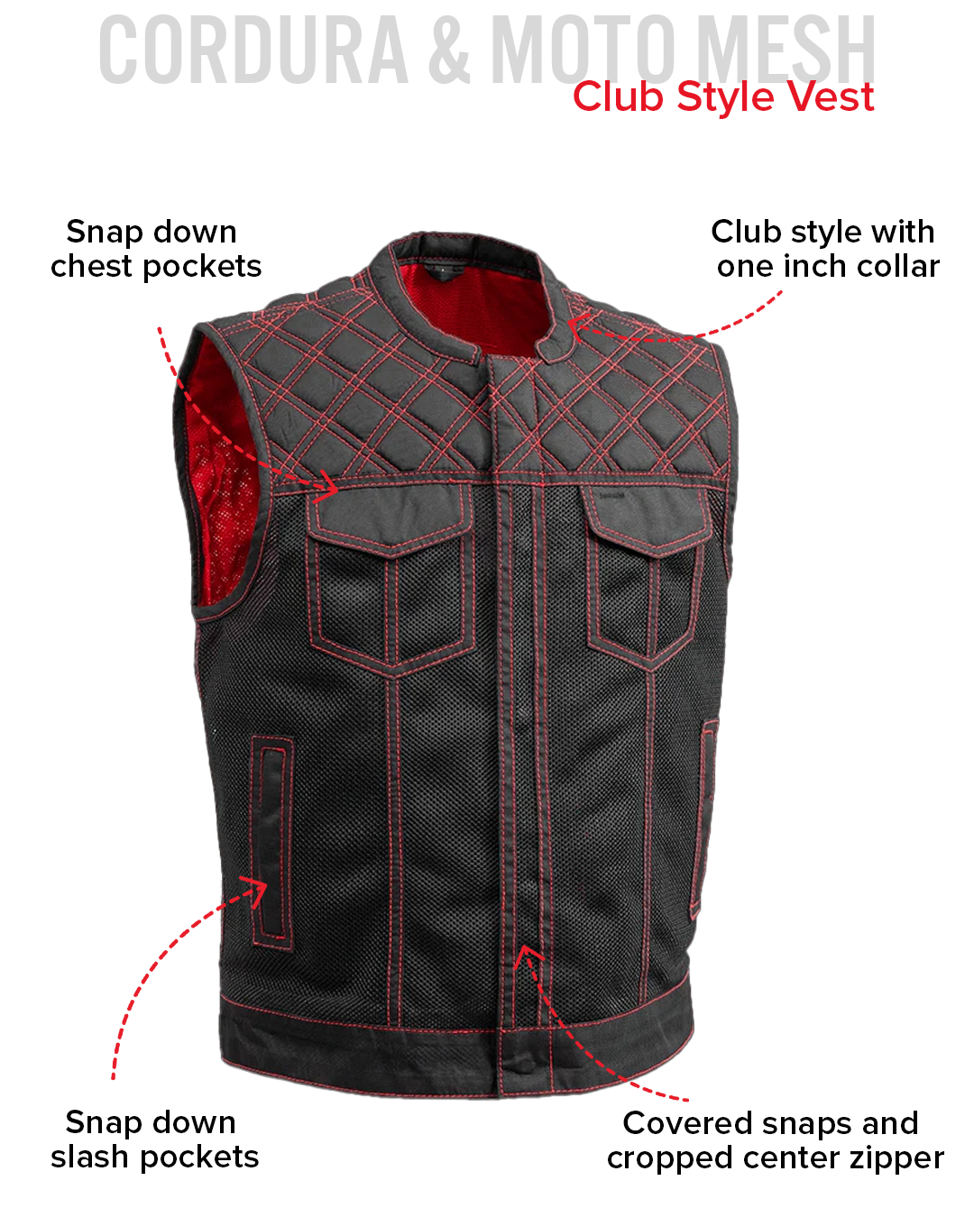 Downside Moto Mesh Men's Motorcycle Vest Men's Moto Mesh Vest Vests