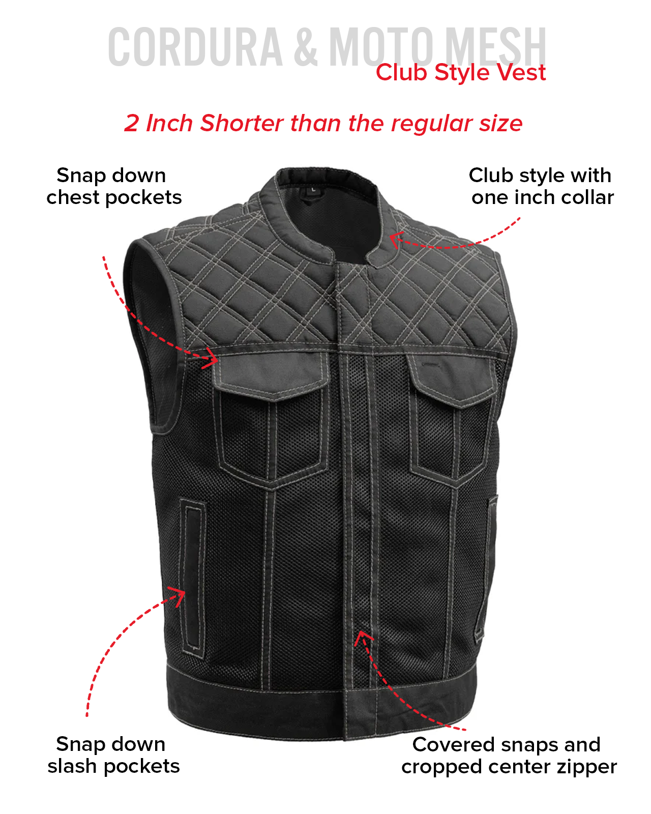 Upside Moto Mesh Men's Motorcycle Vest Men's Moto Mesh Vest Vests