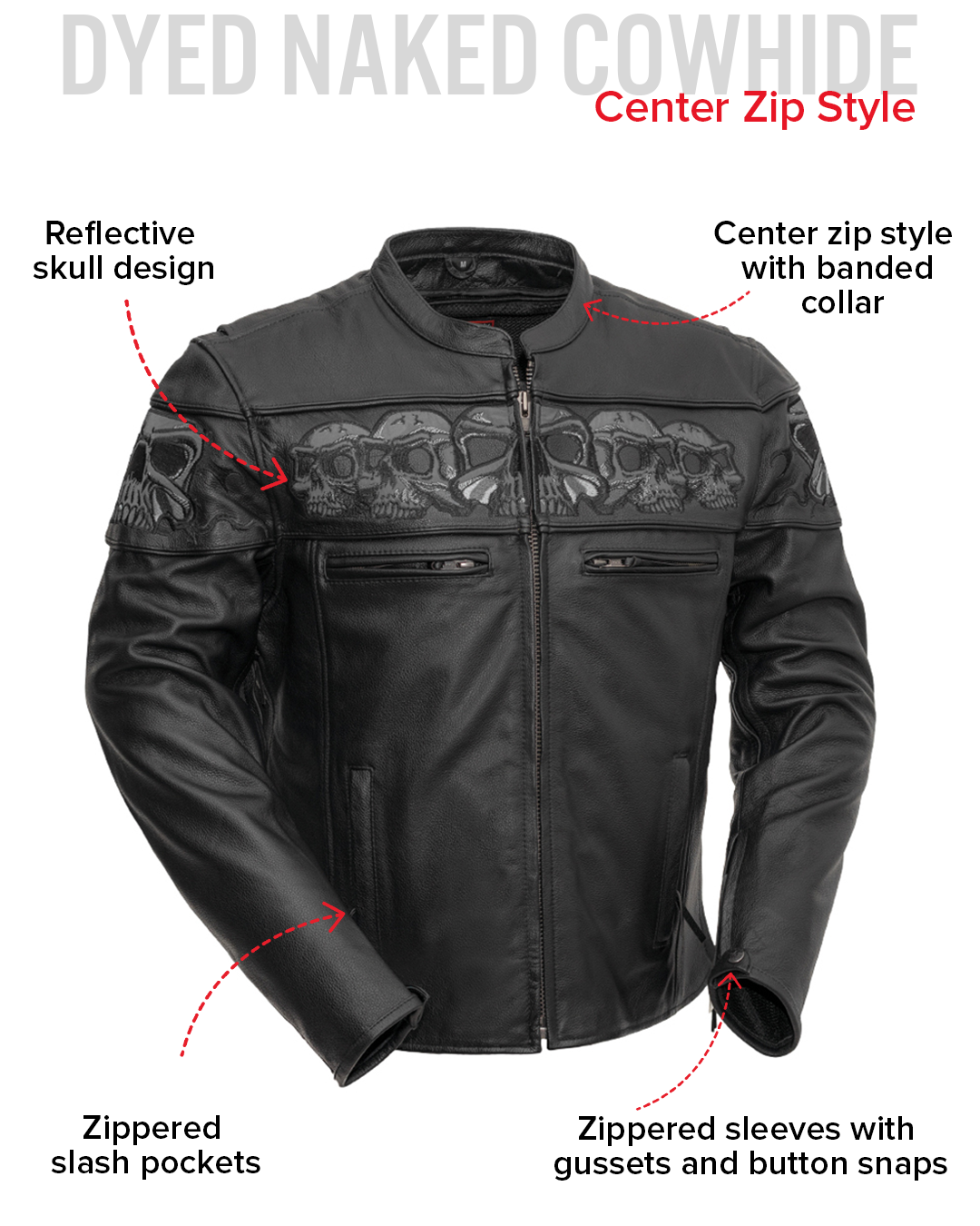 Savage Skulls Men's Motorcycle Leather Jacket Men's Leather Jacket Jackets