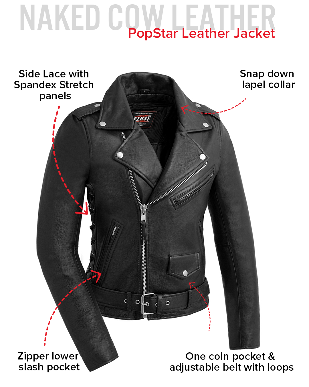 Popstar Women's Motorcycle Leather Jacket Women's Leather Jacket Jackets