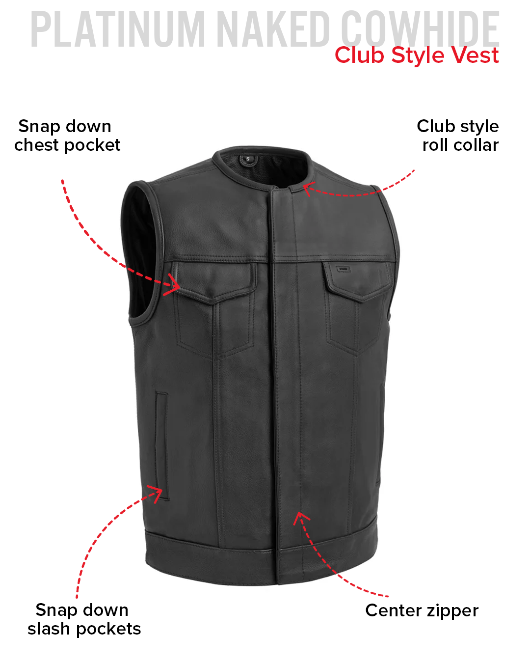Highside Men's Motorcycle Leather Vest Men's Leather Vest Vests