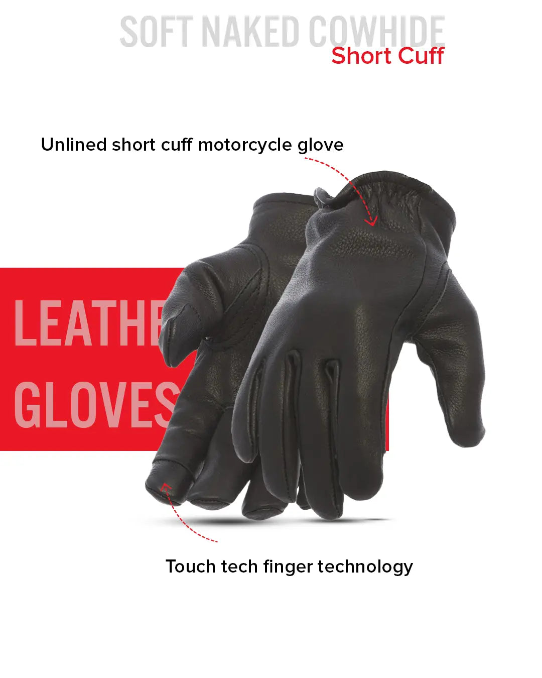 Roper Men's Motorcycle Leather Gloves Men's Gloves Accessories