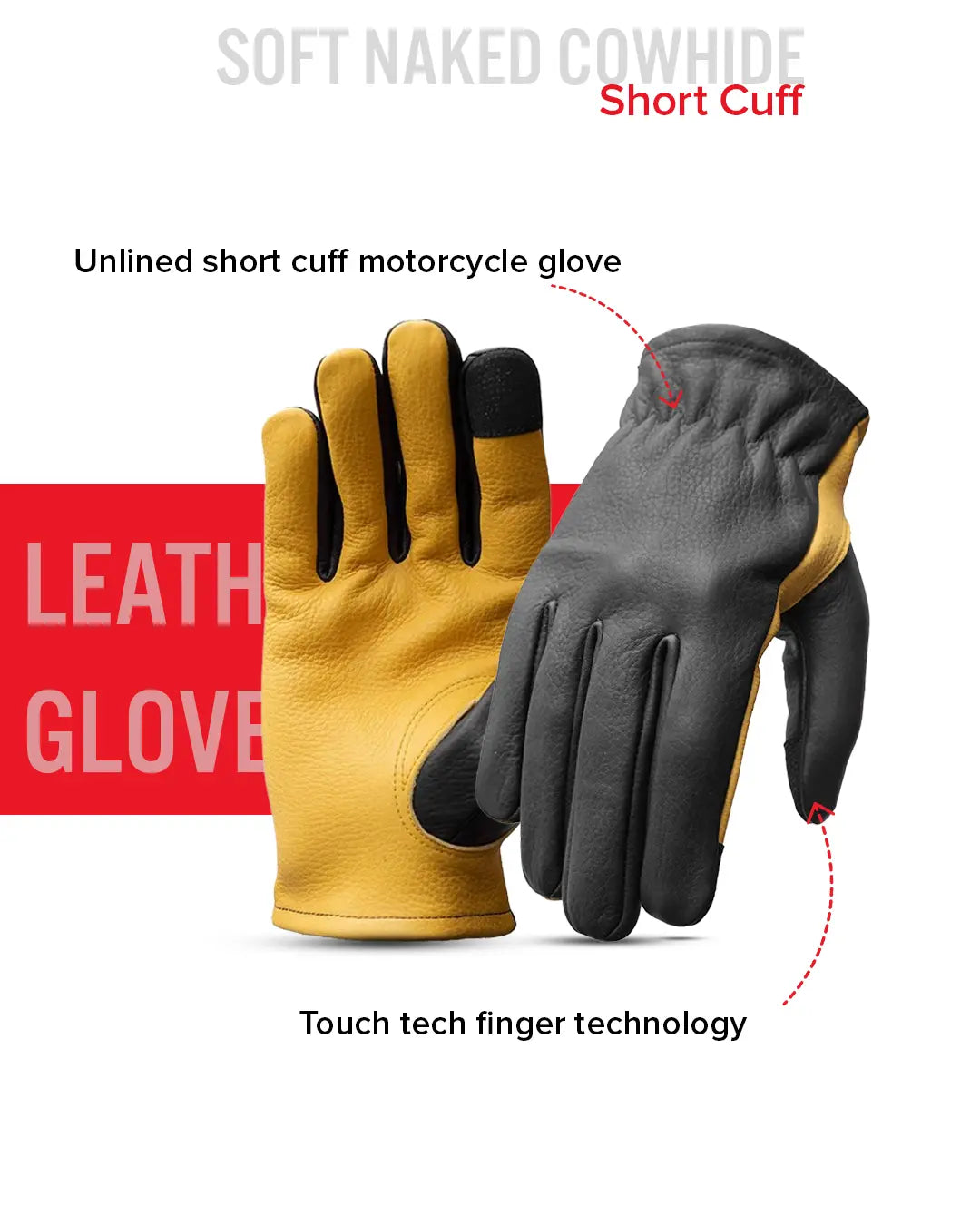 Roper Men's Motorcycle Leather Gloves Men's Gloves Accessories