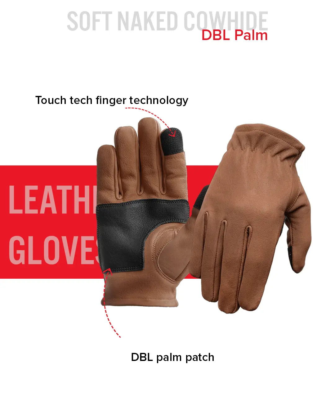 Roper DBL Palm Men's Motorcycle Leather Gloves Men's Gloves Accessories