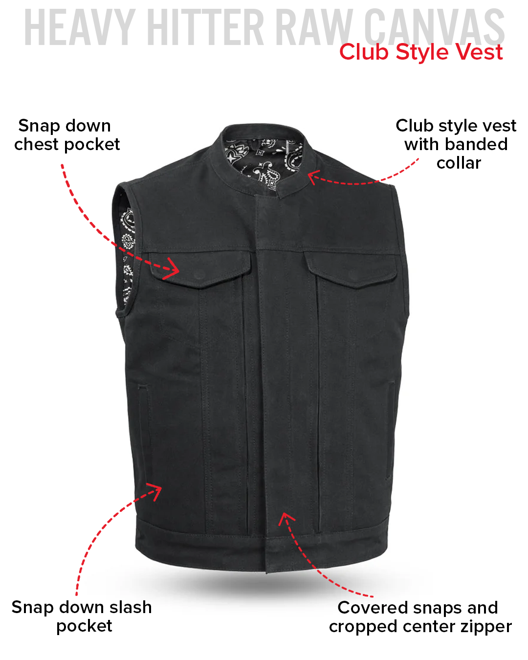 Highland V2 Men's Motorcycle Canvas Vest Men's Canvas Vests Vests