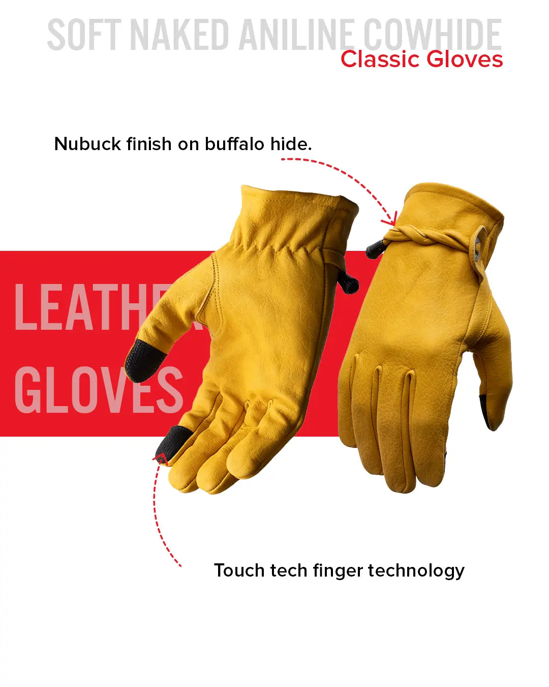 Ranch Men's Motorcycle Leather Gloves Men's Gloves Accessories