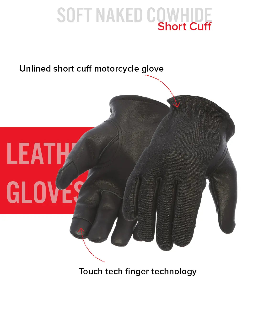 2 Tone Roper Men's Motorcycle Leather Gloves Men's Gloves Accessories