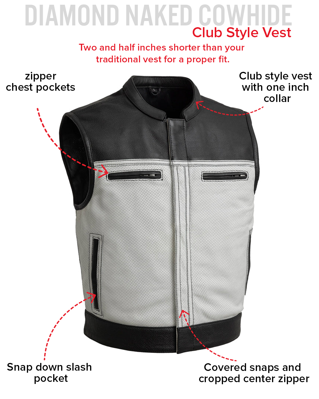 Two Tone Lowrider Perforated Men's Leather Vest Men's Perforated Leather Vest Vests