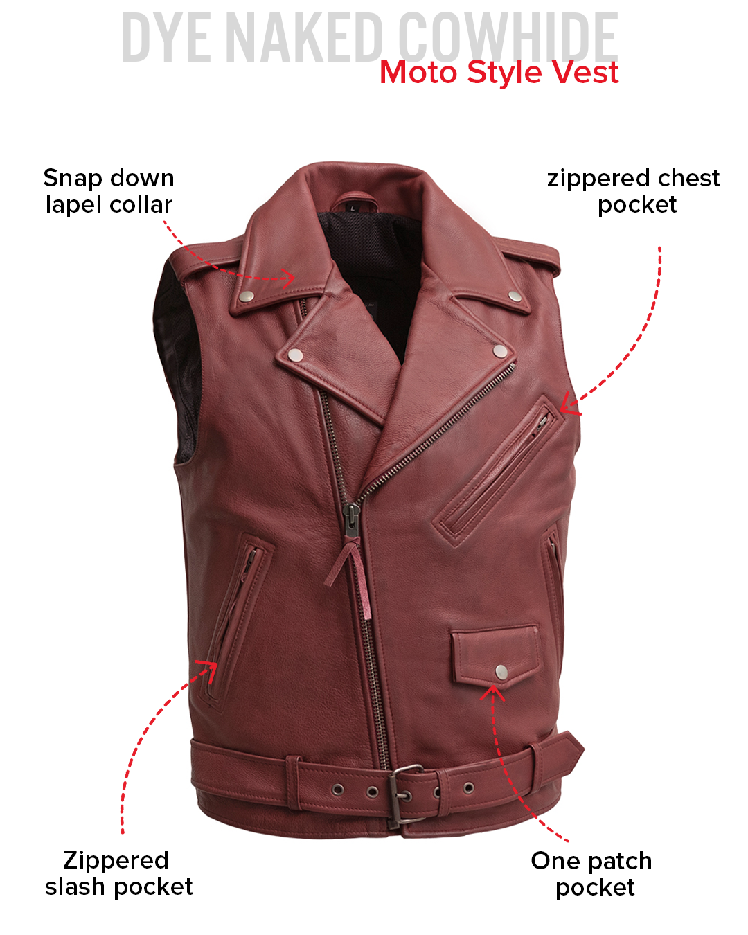 Roller - Men's Motorcycle Leather Vest Men's Leather Vest Vests
