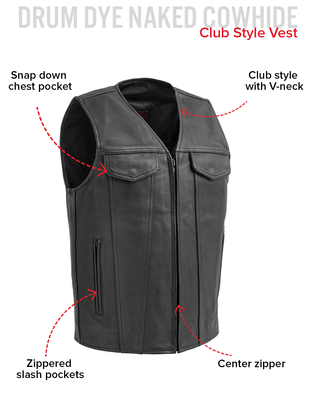 Badlands Men's Motorcycle Leather Vest Men's Leather Vest Vests