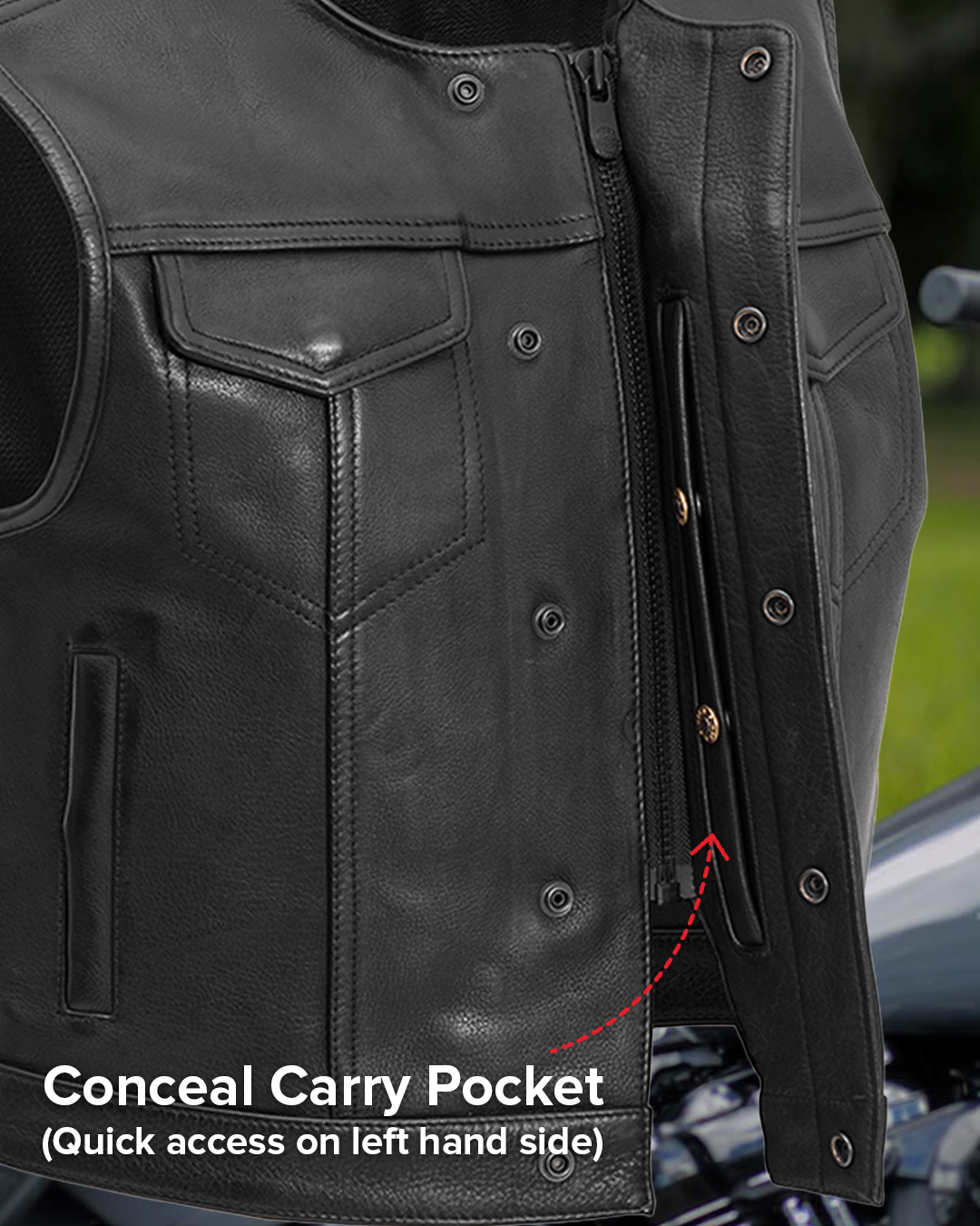 Lowside Men's Motorcycle Leather Vest Men's Leather Vest Vests