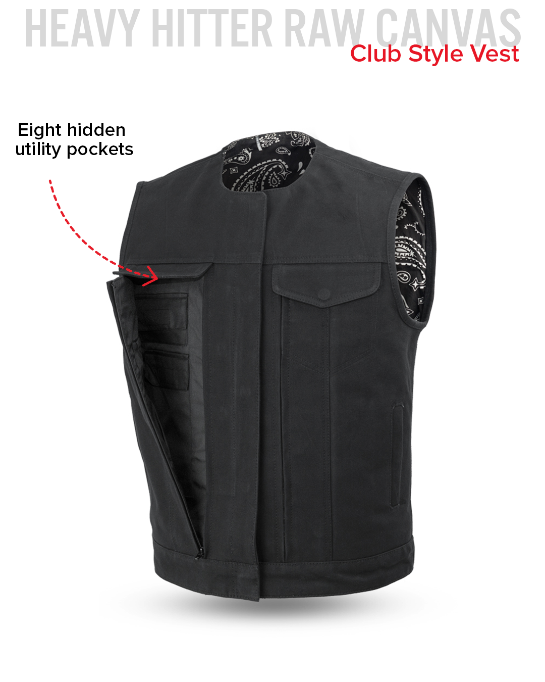 Fairfax V2 Men's Motorcycle Canvas Vest Men's Canvas Vests Vests