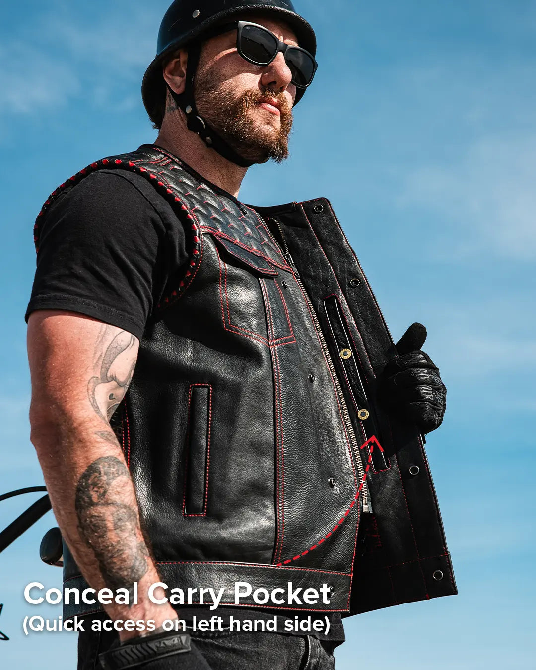 Hornet Men's Club Style Leather Vest