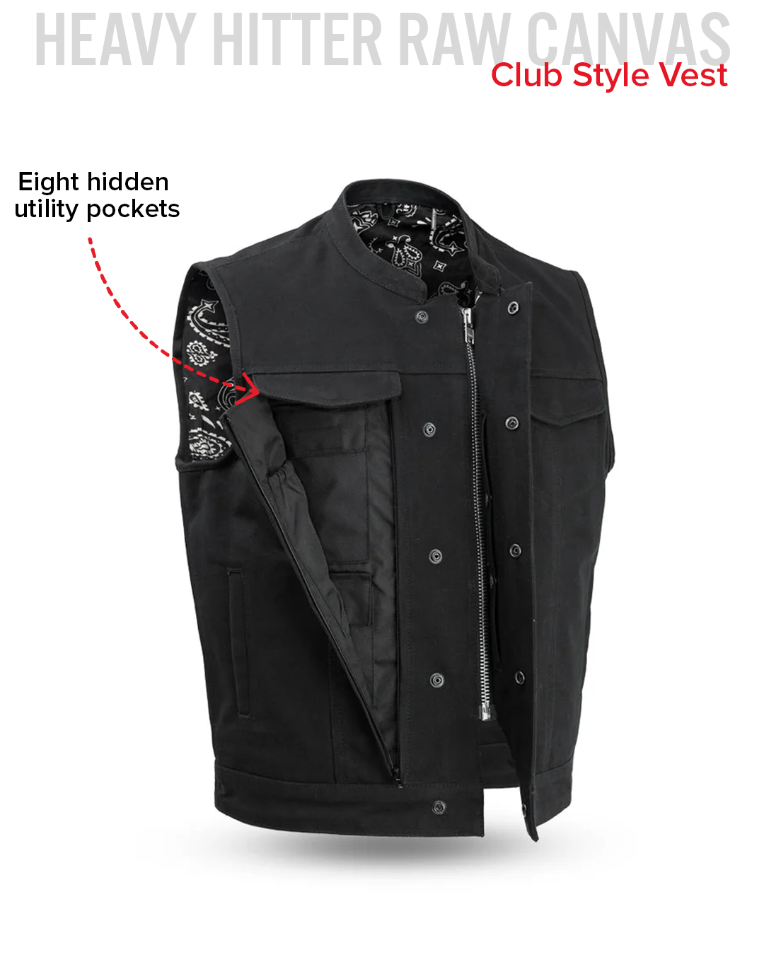 Highland V2 Men's Motorcycle Canvas Vest Men's Canvas Vests Vests