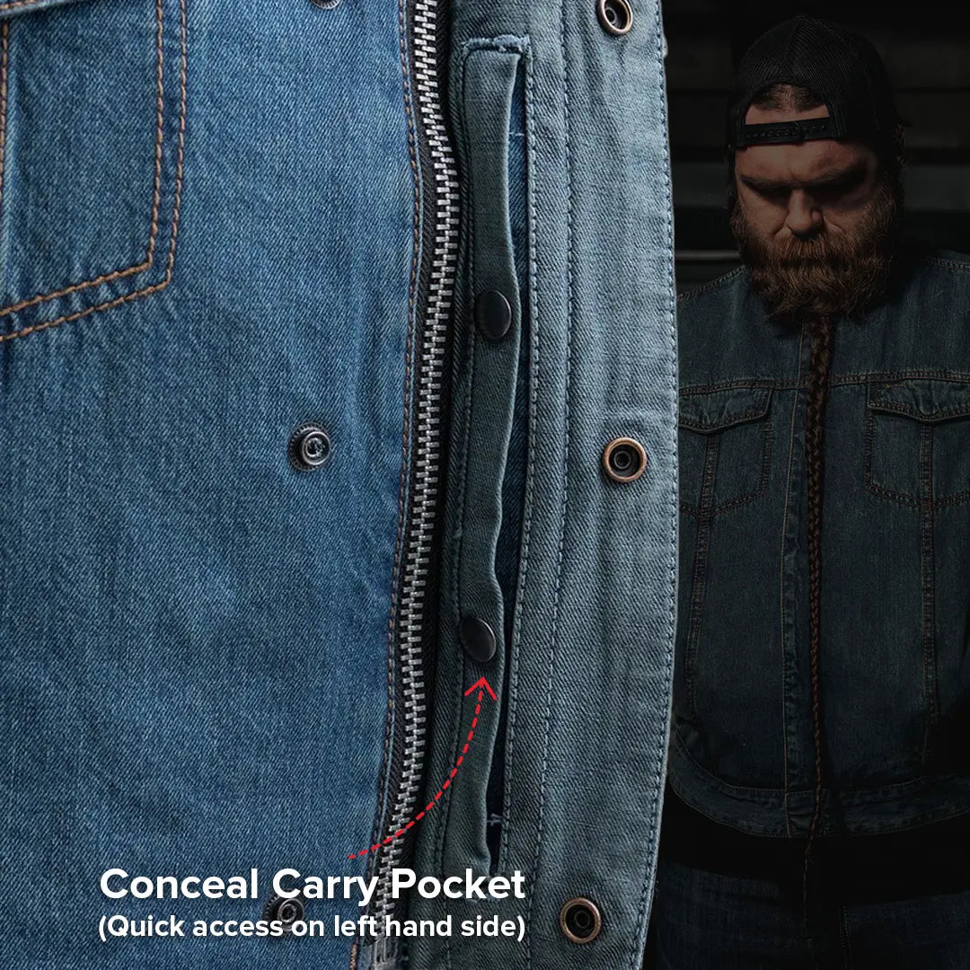 No Limit - Men's Motorcycle Denim Vest Men's Denim Vest Vests