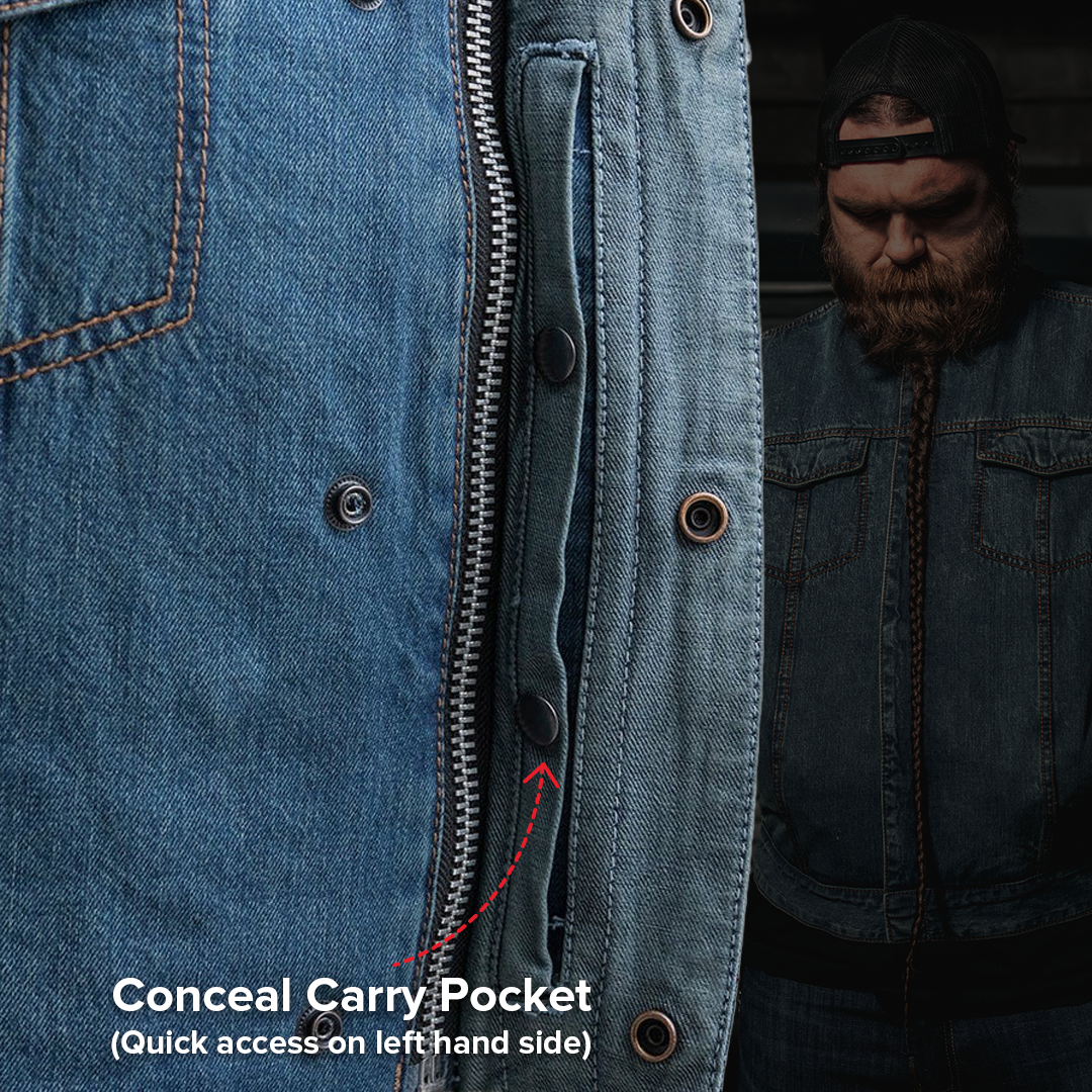 No Limit - Men's Motorcycle Denim Vest Men's Denim Vest Vests