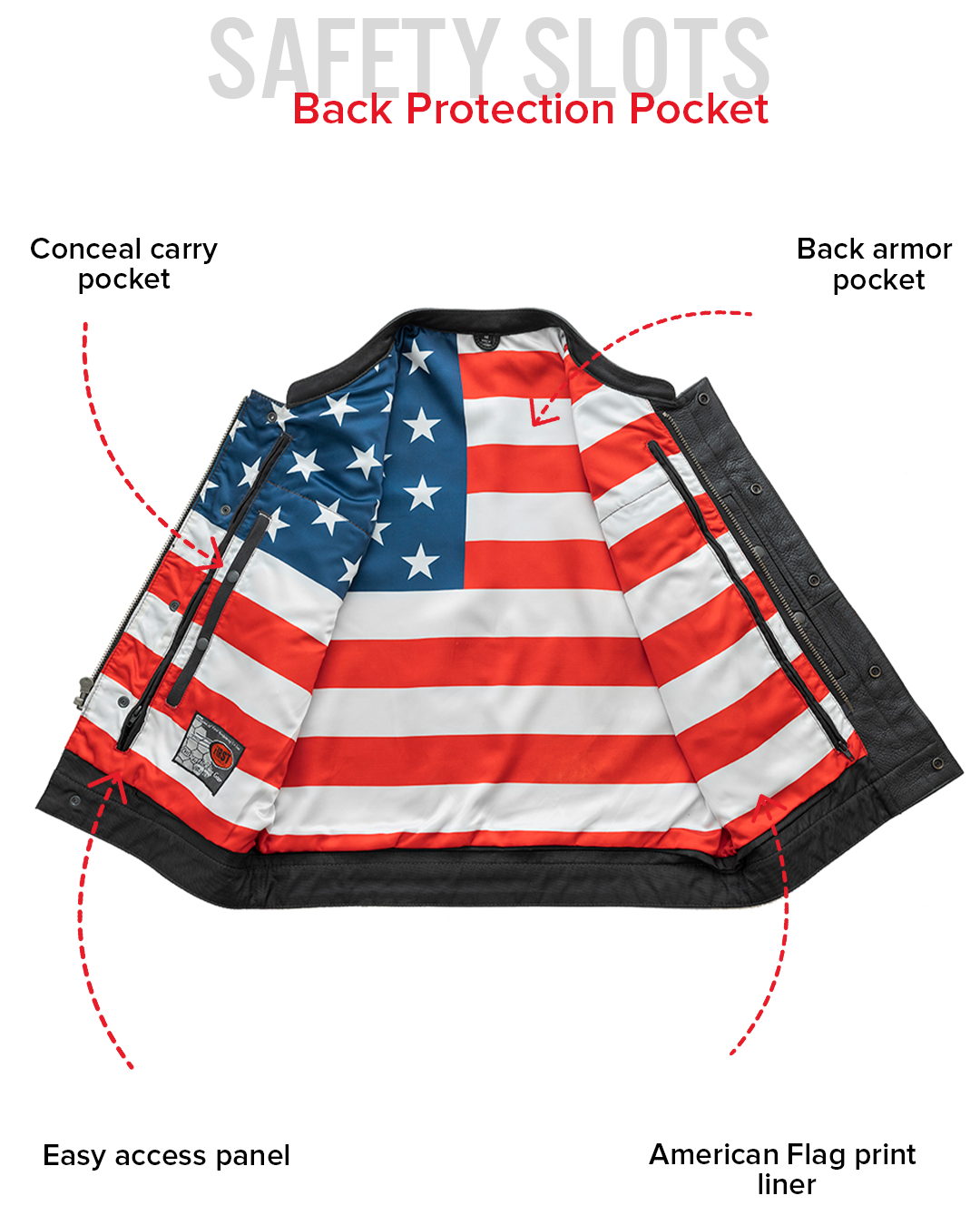 Born Free Men's Motorcycle Leather Vest - Black Stitch Men's Leather Vest Vests