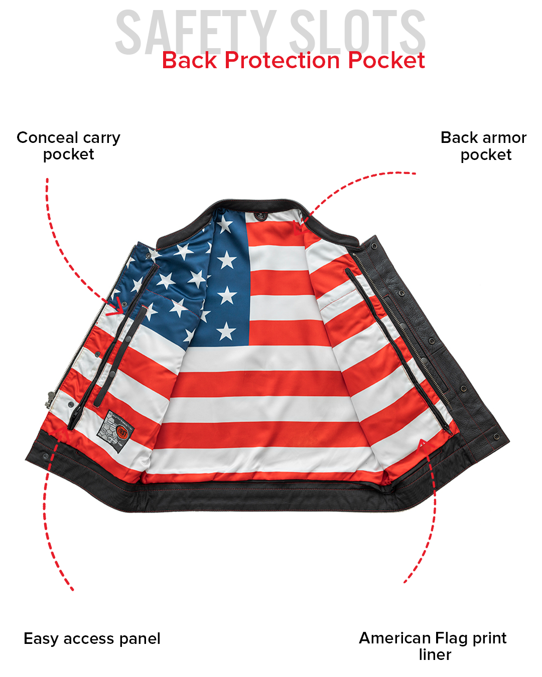 Born Free Men's Leather Motorcycle Leather Vest - Red Stitch Men's Leather Vest Vests