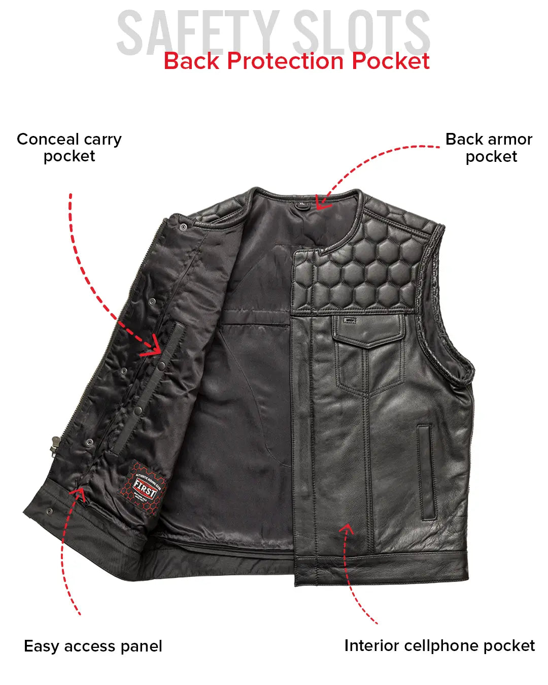 Hornet Men's Club Style Leather Vest