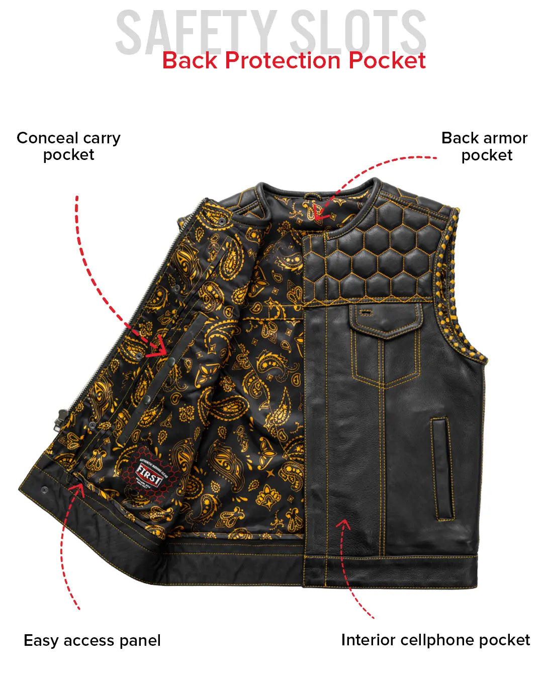 Hammer down Men's Western Style Leather Biker Vest Men's Leather Vest Vests