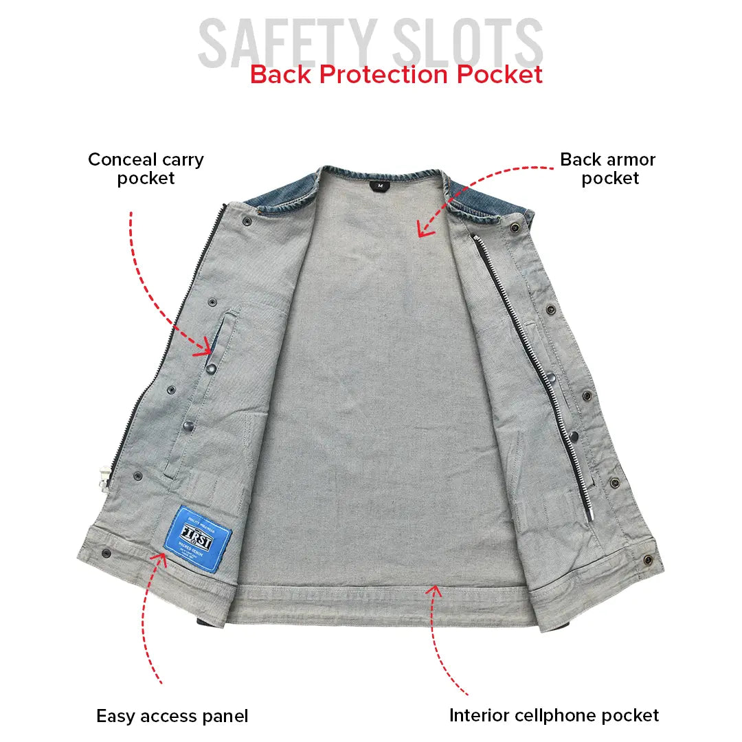 No Limit - Men's Motorcycle Denim Vest Men's Denim Vest Vests