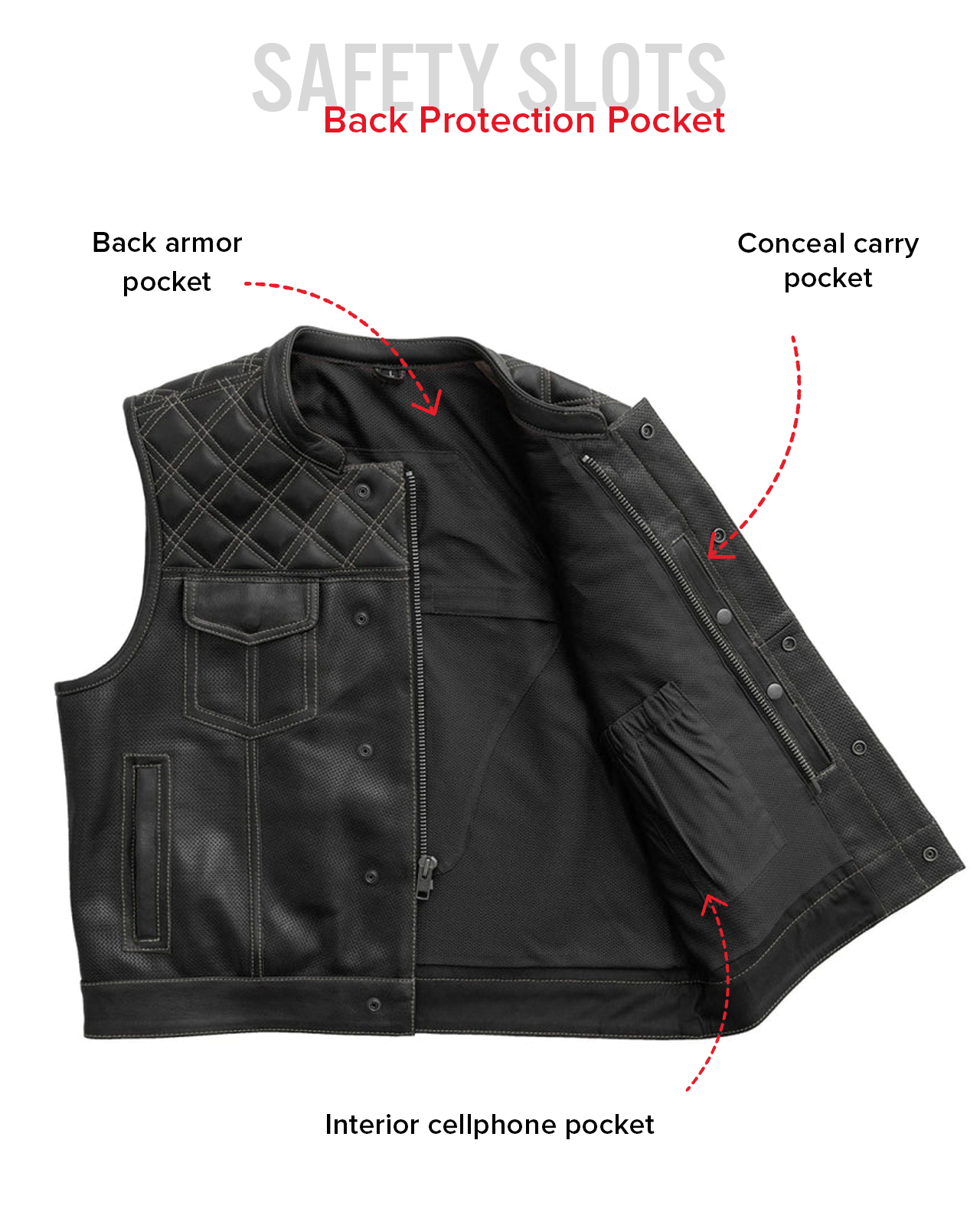 Upside Perforated Men's Club Style Leather Vest Men's Perforated Leather Vest Vests