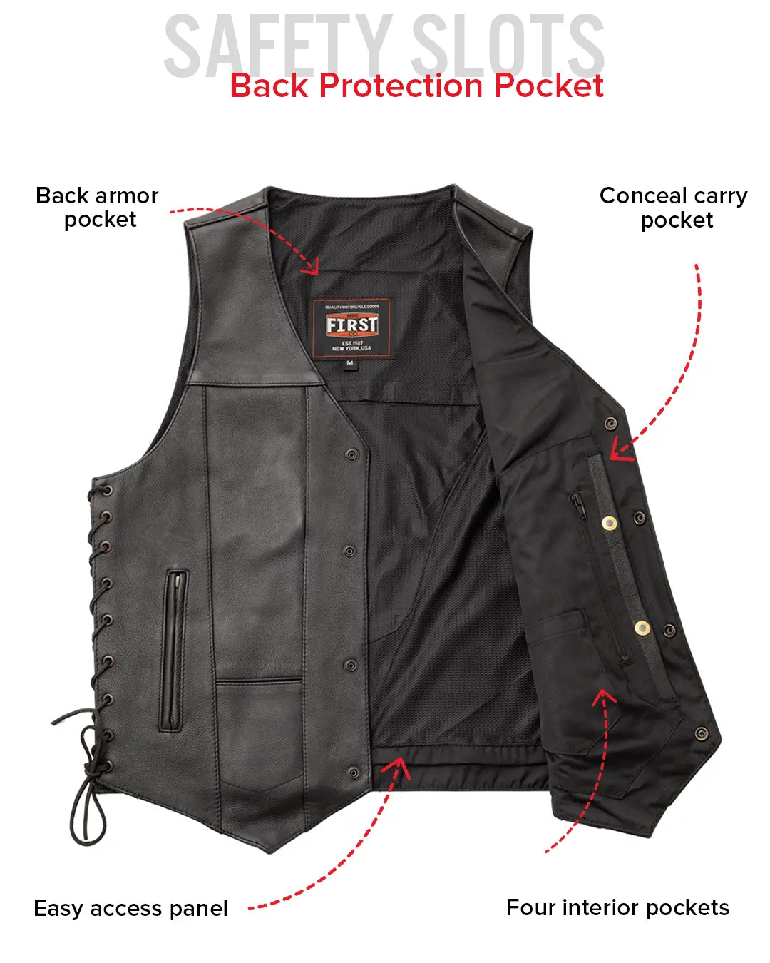 Top Biller Men's Motorcycle Western Style Leather Vest Men's Western Vest Vests