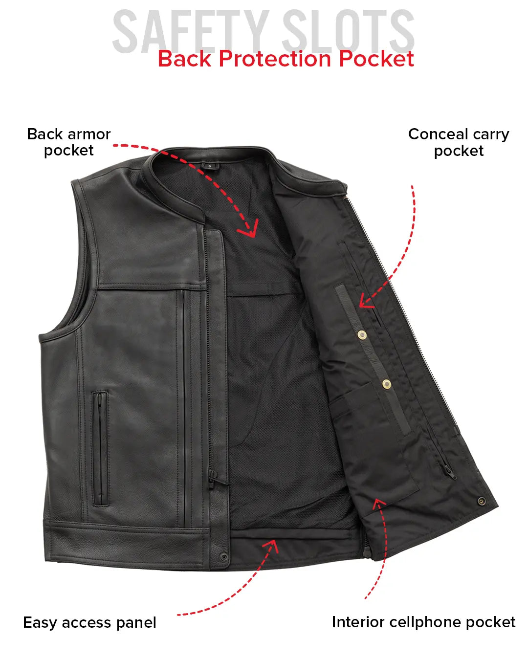 Rampage - Men's Motorcycle Leather Vest Men's Leather Vest Vests